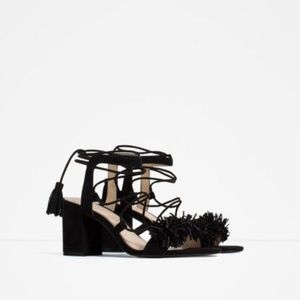 NWT Zara Black Suede Sandals